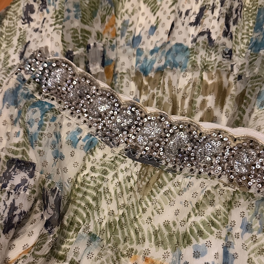 BCBGMaxAzria Floral A-Line Skirt with Lace Waistband
